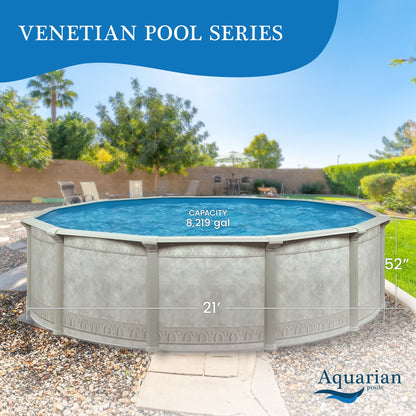 Aquarian Pools Khaki Venetian 21ft x 52in Outdoor Above Ground Swimming Pool - 97434
