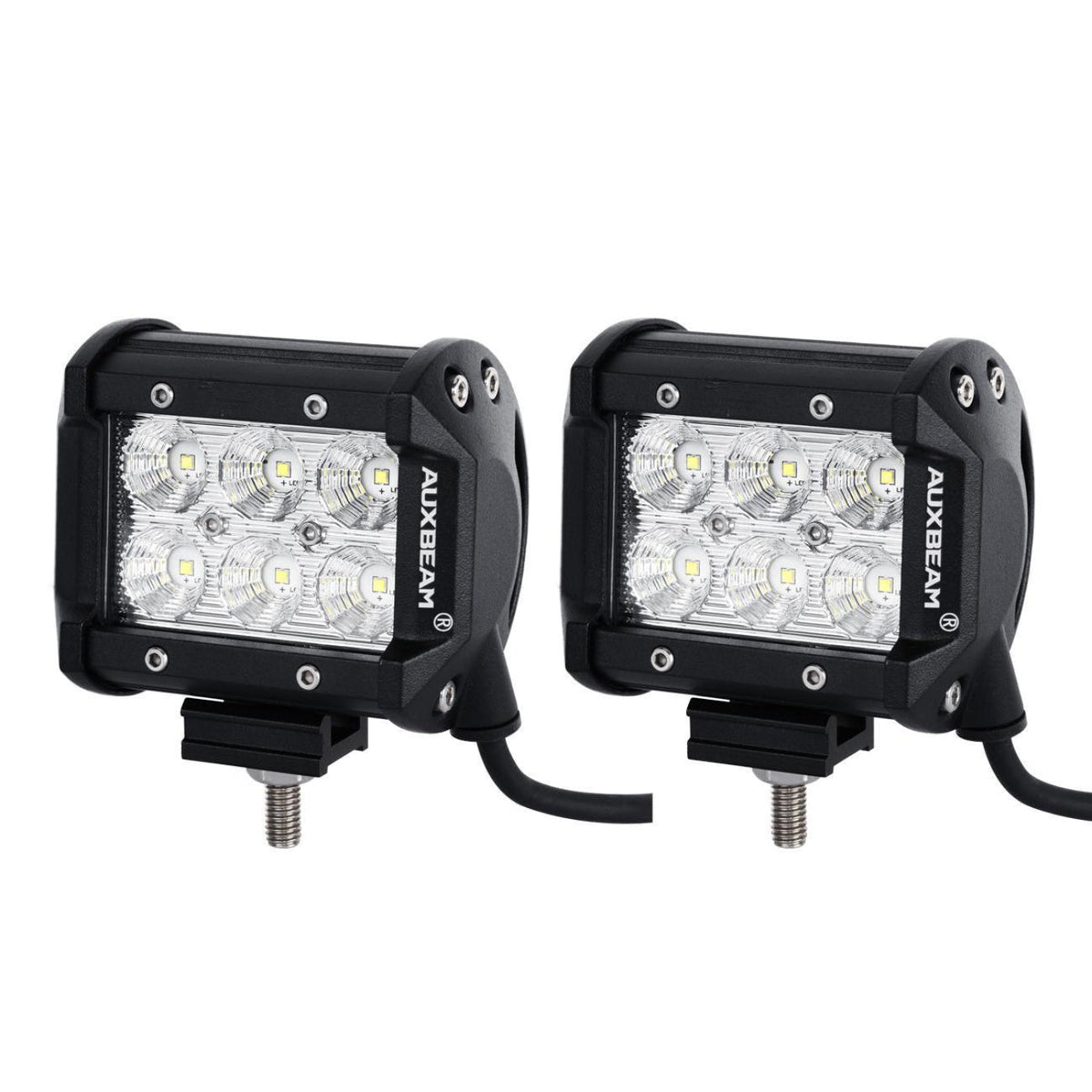 Auxbeam 7" LED Halo Headlights + 4" Inch LED Fog Lights with DRL + 5D-PRO 52" Straight LED Light Bar + Windshield Mounting Brackets + 18W Flood Beam Pod Lights Set for for Jeep Wrangler JK - GP00007761