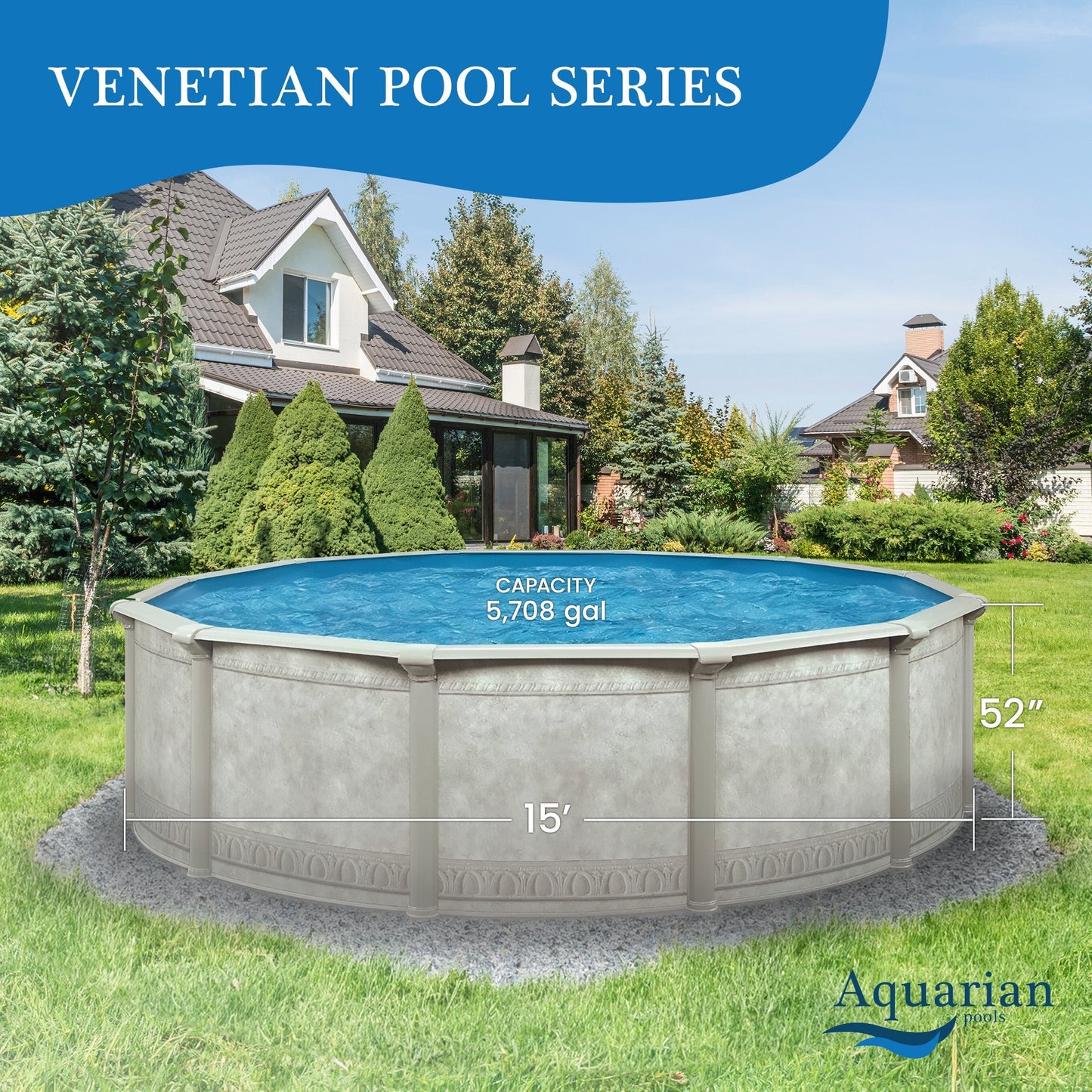 Aquarian 15'x52" Round Frame Above Ground Swimming Pool without Liner(For Parts) - 256777