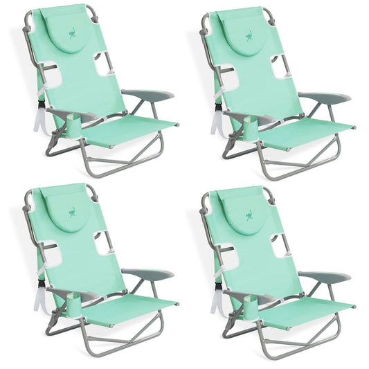 Disc-O-Bed On Your Back Folding Reclining Outdoor Camping Lawn Chair, Teal (4 Pack) - 323212