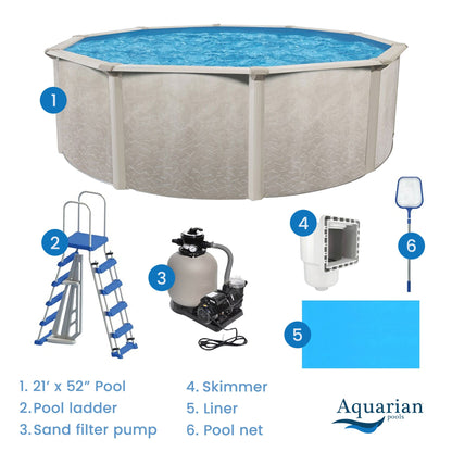 Aquarian Phoenix 21' x 52" Steel Frame Above Ground Swimming Pool Kit with Pump - 75181
