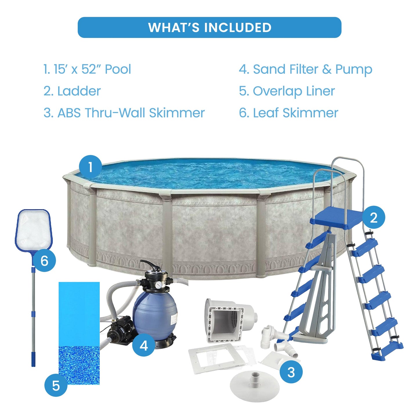 Aquarian Khaki Venetian 15ft x 52in Complete Above Ground Swimming Pool Package - 99366