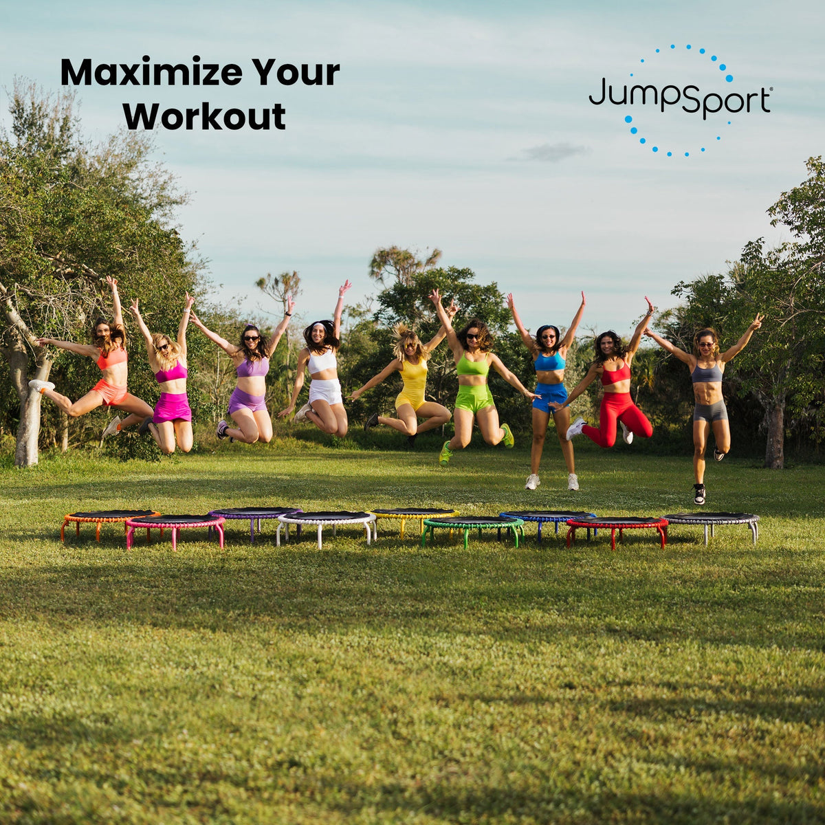 Disc-O-Bed JumpSport 350 PRO Fitness Trampoline, Cardio Workout Equipment, 39 Inch, Blue - 415464