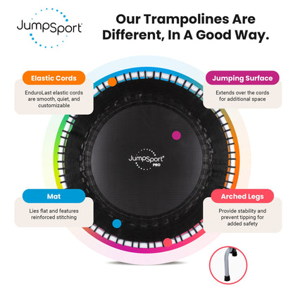 Disc-O-Bed JumpSport 44 Inch PRO Workout Rebounder for Adults 44" Fitness Trampoline, Black - 420675