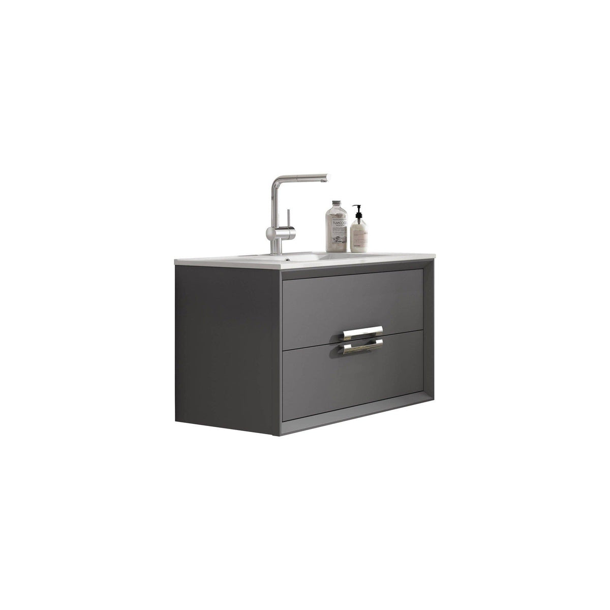 Lucena Bath 32" DÃ©cor Tirador Floating Vanity in White, Black, Gray or White and Silver. - Backyard Provider