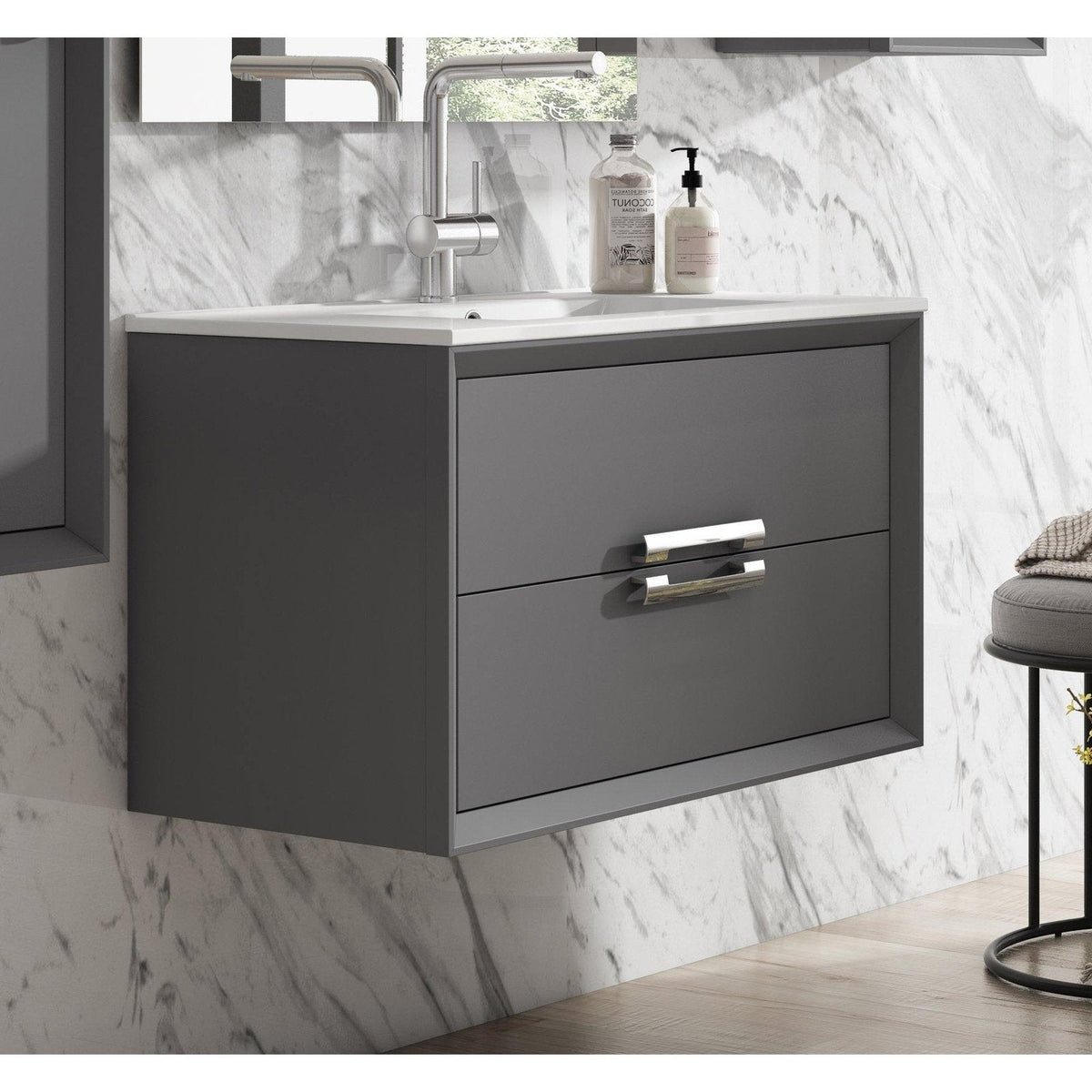 Lucena Bath 24" DÃ©cor Tirador Vanity in White, Black, Gray or White and Silver. - Backyard Provider