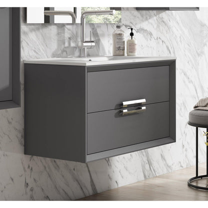 Lucena Bath 24" DÃ©cor Tirador Vanity in White, Black, Gray or White and Silver. - Backyard Provider