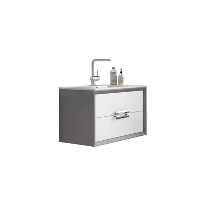 Lucena Bath 40" DÃ©cor Tirador Floating Vanity in White, Black, Gray or White and Silver. - Backyard Provider