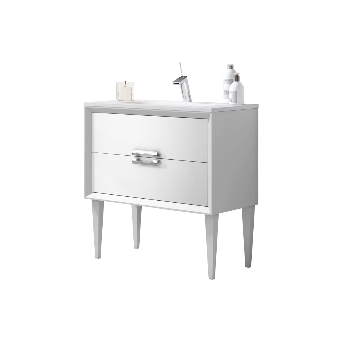 Lucena Bath 40" DÃ©cor Tirador Freestanding Vanity in Whit / Black / Grey - Backyard Provider