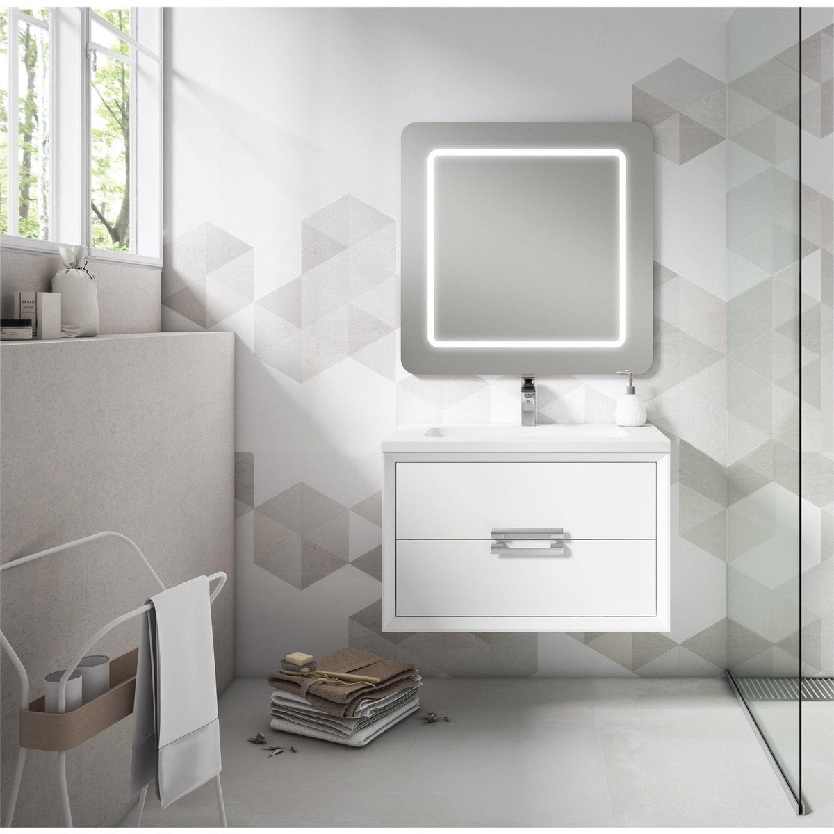 Lucena Bath 40" DÃ©cor Tirador Floating Vanity in White, Black, Gray or White and Silver. - Backyard Provider