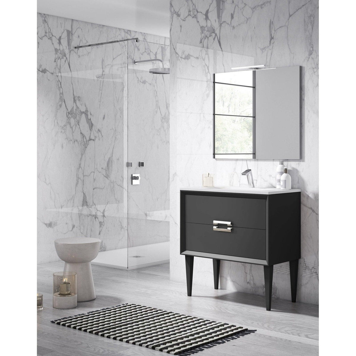 Lucena Bath 24" DÃ©cor Tirador Freestanding Vanity in White, Black, Gray or White and Silver. - Backyard Provider