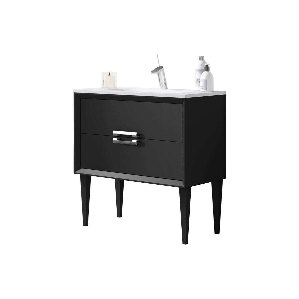 Lucena Bath 24" DÃ©cor Tirador Freestanding Vanity in White, Black, Gray or White and Silver. - Backyard Provider