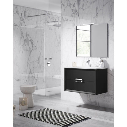 Lucena Bath 40" DÃ©cor Tirador Floating Vanity in White, Black, Gray or White and Silver. - Backyard Provider
