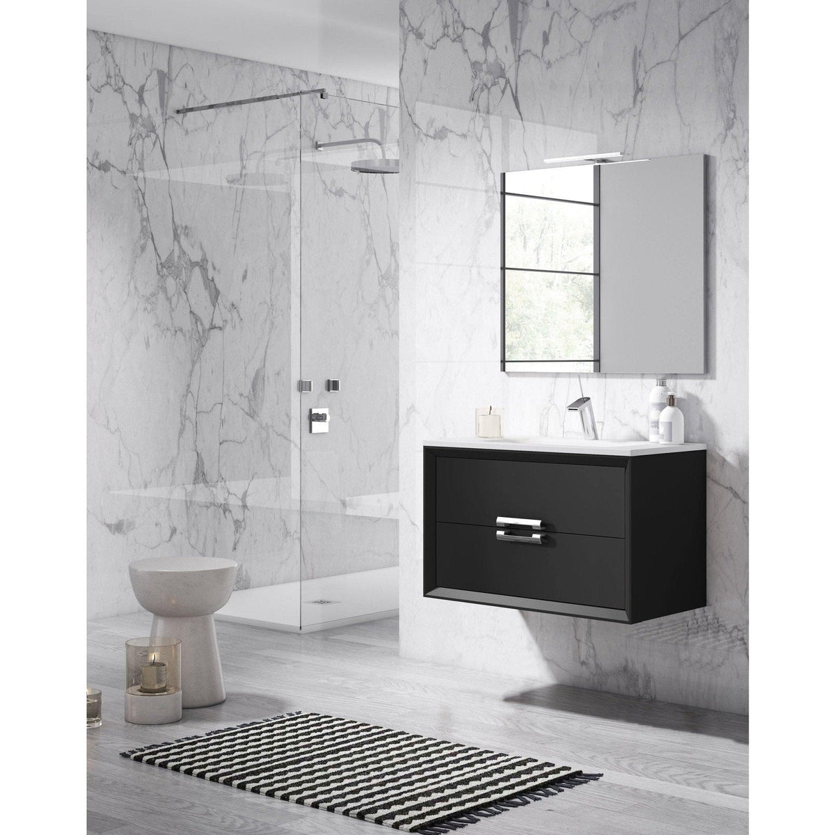 Lucena Bath 40" DÃ©cor Tirador Floating Vanity in White, Black, Gray or White and Silver. - Backyard Provider