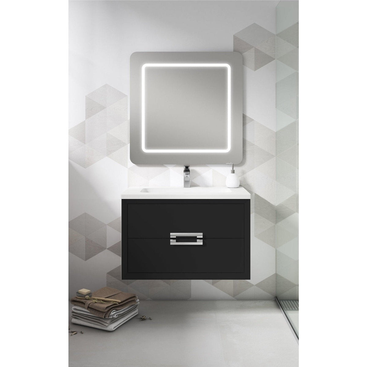 Lucena Bath 40" DÃ©cor Tirador Floating Vanity in White, Black, Gray or White and Silver. - Backyard Provider