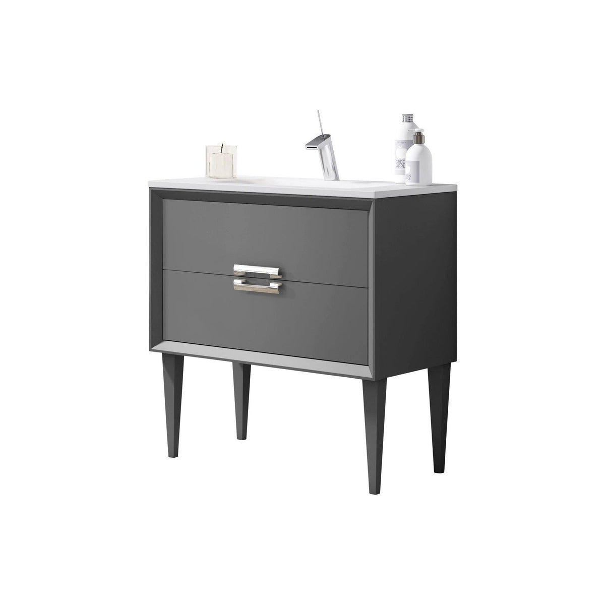 Lucena Bath 24" DÃ©cor Tirador Freestanding Vanity in White, Black, Gray or White and Silver. - Backyard Provider