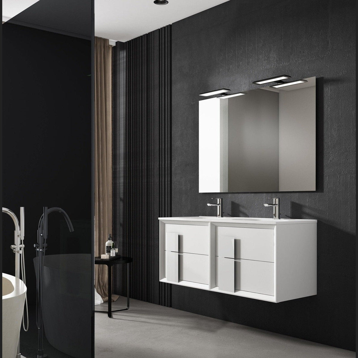 Lucena Bath 48" DÃ©cor Cristal Floating Vanity in White / Black / Grey - Backyard Provider