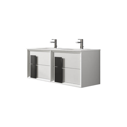 Lucena Bath 48" DÃ©cor Cristal Floating Vanity in White / Black / Grey - Backyard Provider