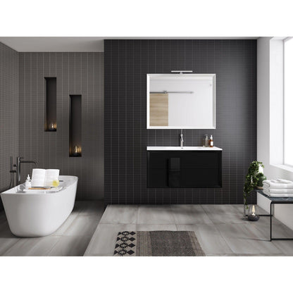 Lucena Bath DÃ©cor Cristal 24" Floating Bathroom Vanity in White, Black, Grey, White and Black, White and Grey or Black and Grey - Backyard Provider