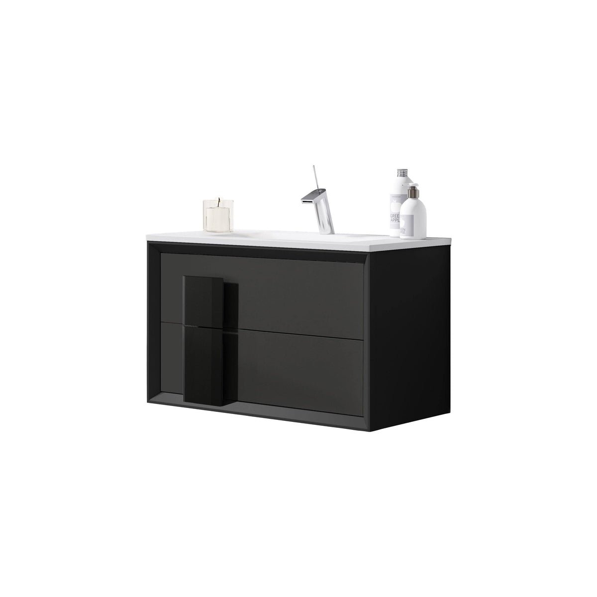 Lucena Bath DÃ©cor Cristal 24" Floating Bathroom Vanity in White, Black, Grey, White and Black, White and Grey or Black and Grey - Backyard Provider