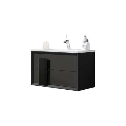 Lucena Bath DÃ©cor Cristal 32" Bathroom Vanity in White, Black, Grey, White and Black, White and Grey or Black and Grey - Backyard Provider