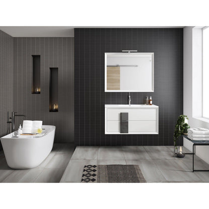 Lucena Bath 48" DÃ©cor Cristal Floating Vanity in White / Black / Grey - Backyard Provider