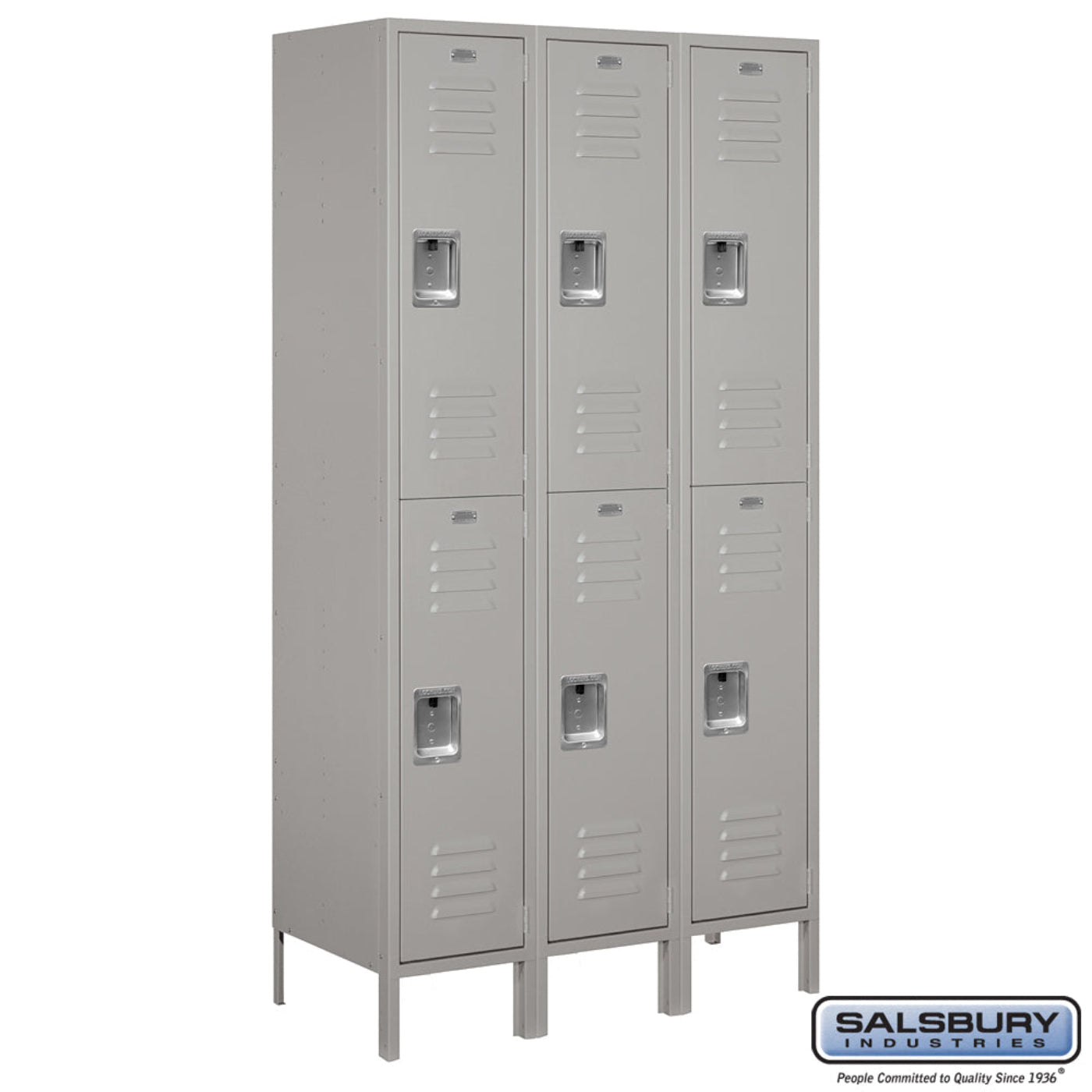 Salsbury 15" Wide Double Tier Standard Metal Lockers - 3 Wide - 52365GY-A