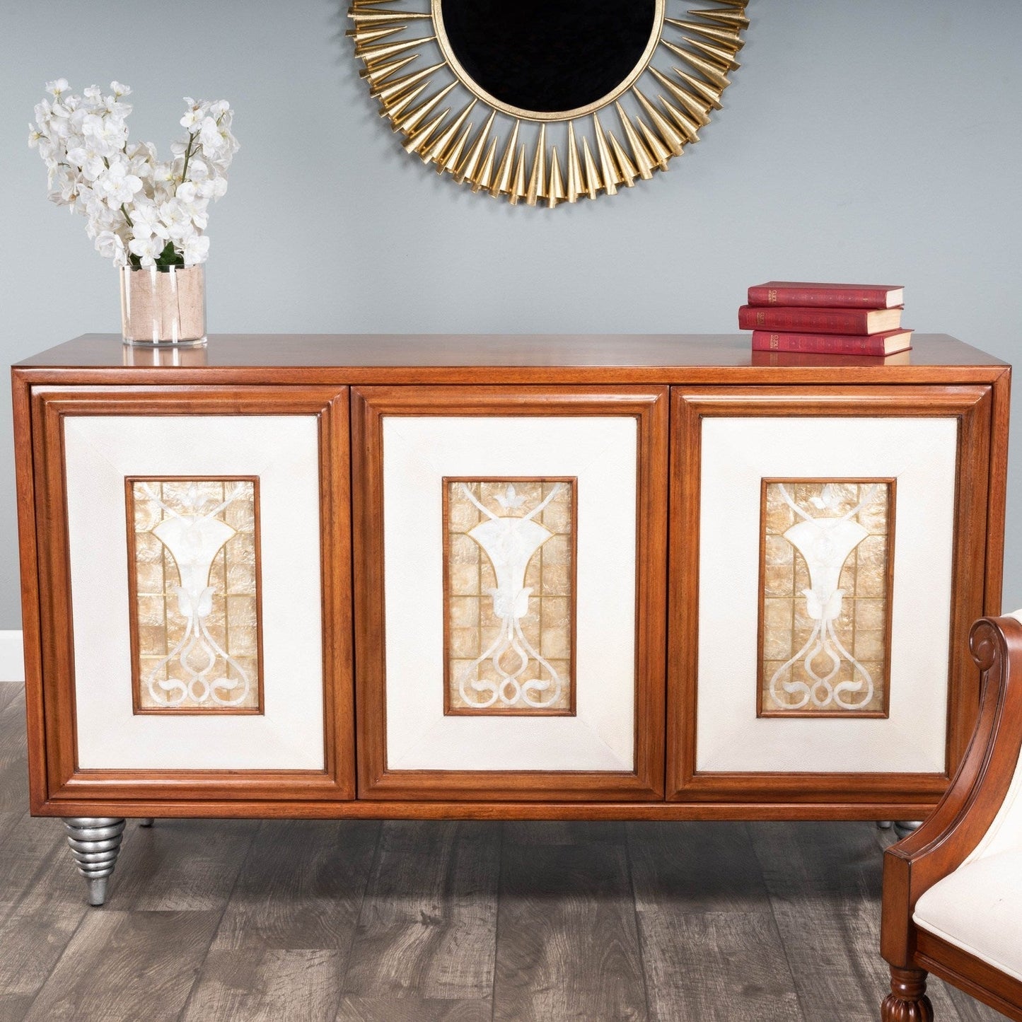 Butler Specialty Company Shelly Leather & Capiz Shell Inlay 55"" Sideboard, Medium Brown -  5486350