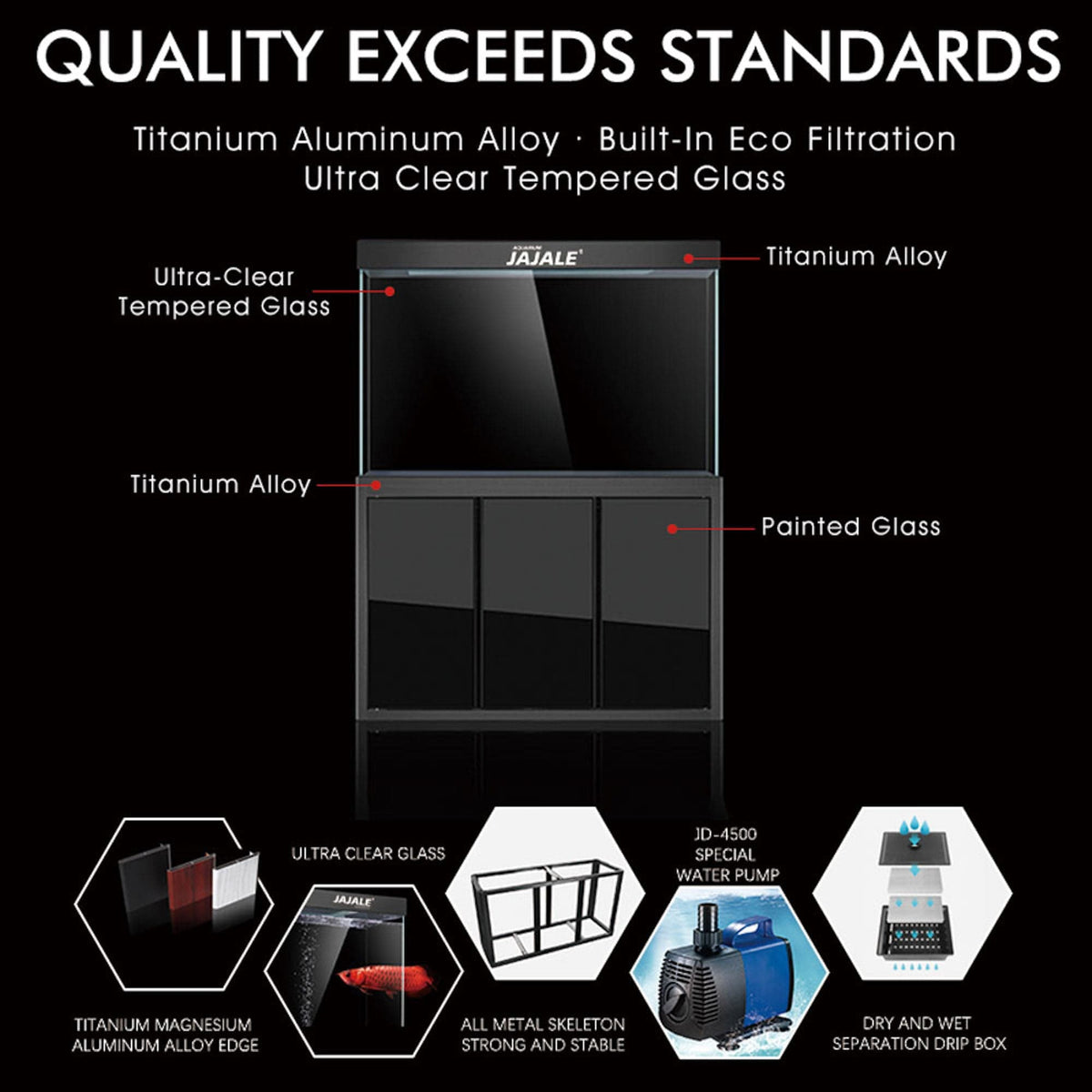 AQUA DREAM 175 GALLON TEMPERED GLASS AQUARIUM REDWOOD-AD-1560-RW