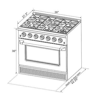 Kucht Signature 36 In. 5.2 cu ft. Propane Gas Range with White Door and Rose Gold Accents, KNG361/LP-W-ROSE - KNG361/LP-W-ROSE
