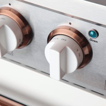 Kucht 36" Pro-Style Natural Gas Dual Fuel Range in White with Rose Gold Accents, KDF362-W-ROSE - KDF362-W-ROSE