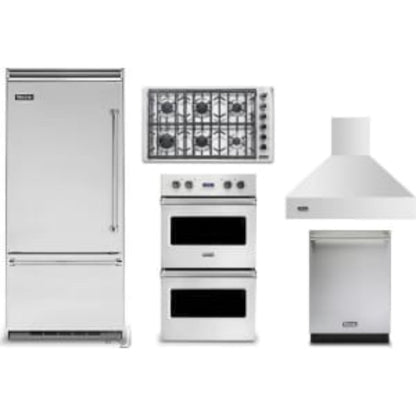 Viking 5-Piece Package 36 Built-In Bottom Mount Refrigerator and 36 Professional 5 36 Wall Mount Range Hood - VCBB5364LSS