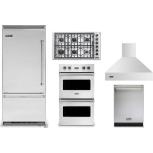 Viking 5-Piece Package 36 Built-In Bottom Mount Refrigerator and 36 Professional 5 36 Wall Mount Range Hood - VCBB5364LSS