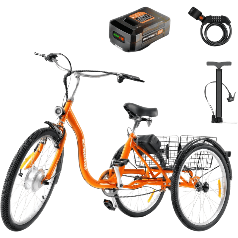 Super Handy GUT162 EcoRide Electric Tricycle Bike 24" Wheel 250W 12.5 Mile Range 9.3 MPH New