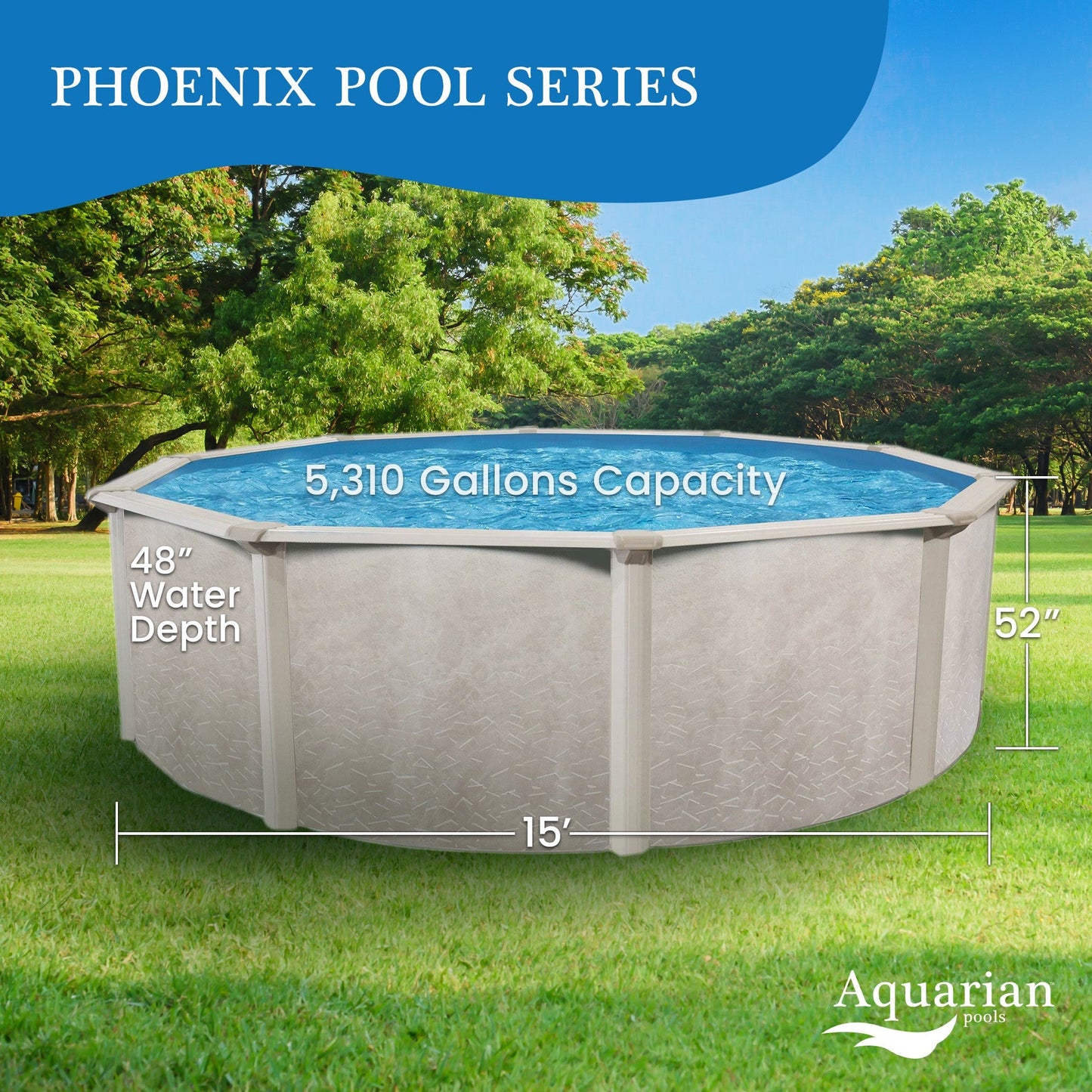 Aquarian Phoenix Series 15 Foot x 52 Inch Steel Frame Swimming Pool (For Parts) - 244096
