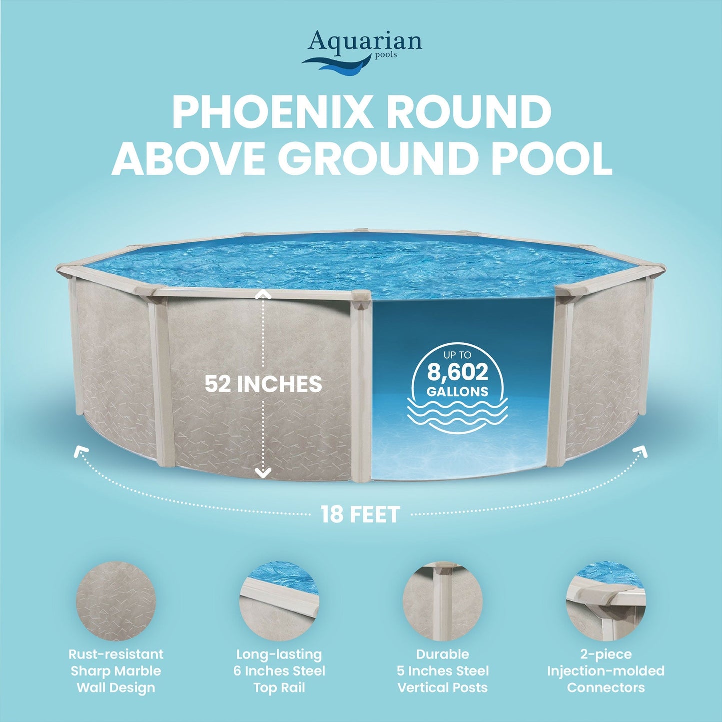 Aquarian Phoenix 18'x52" Round Steel Frame Above Ground Swimming Pool w/o Liner - 97217