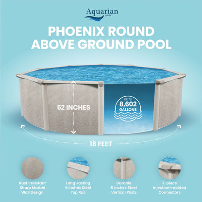 Aquarian Phoenix 18'x52" Round Steel Frame Above Ground Swimming Pool w/o Liner - 97217