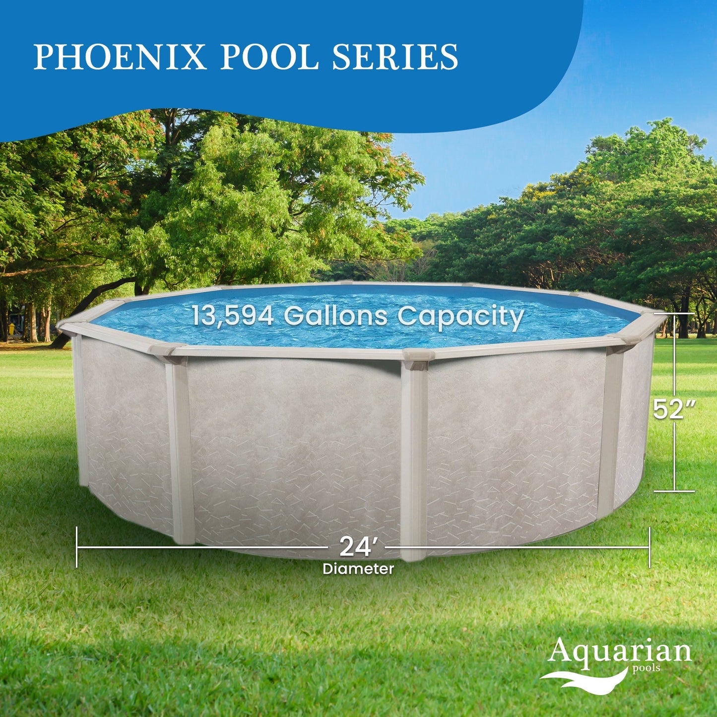 Aquarian Phoenix 24' x 52" Above Ground Swimming Pool with Pump and Ladder - 75180