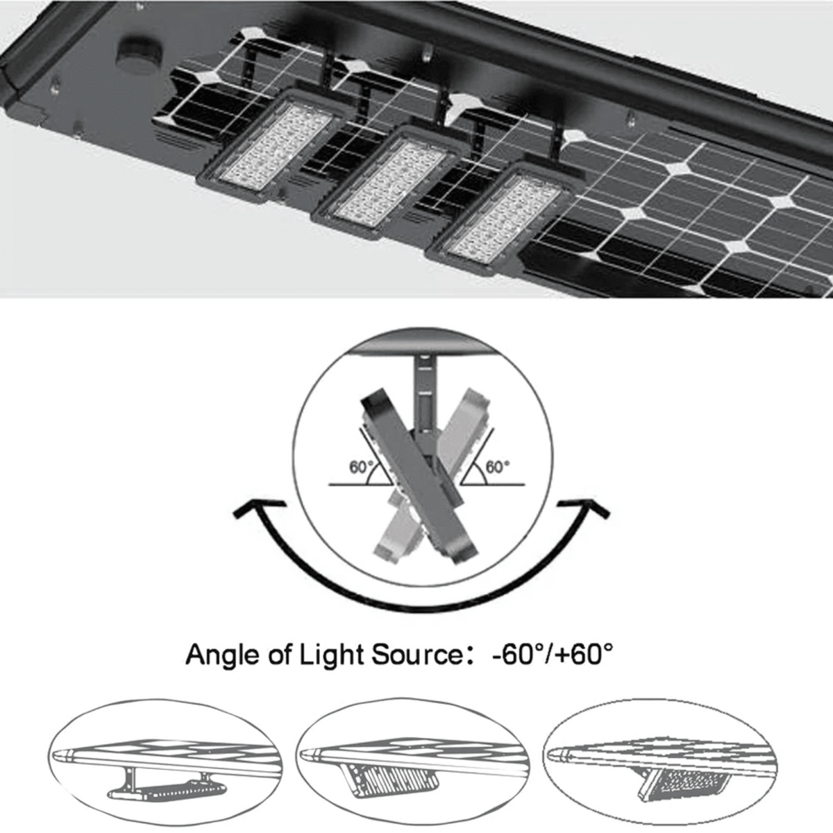 AVS Energy Solar LED Street Light 100 Watt 18000 Lumens 5000K Parking Lot Light Solar All in One Street Light  - AVS-BF02-100W