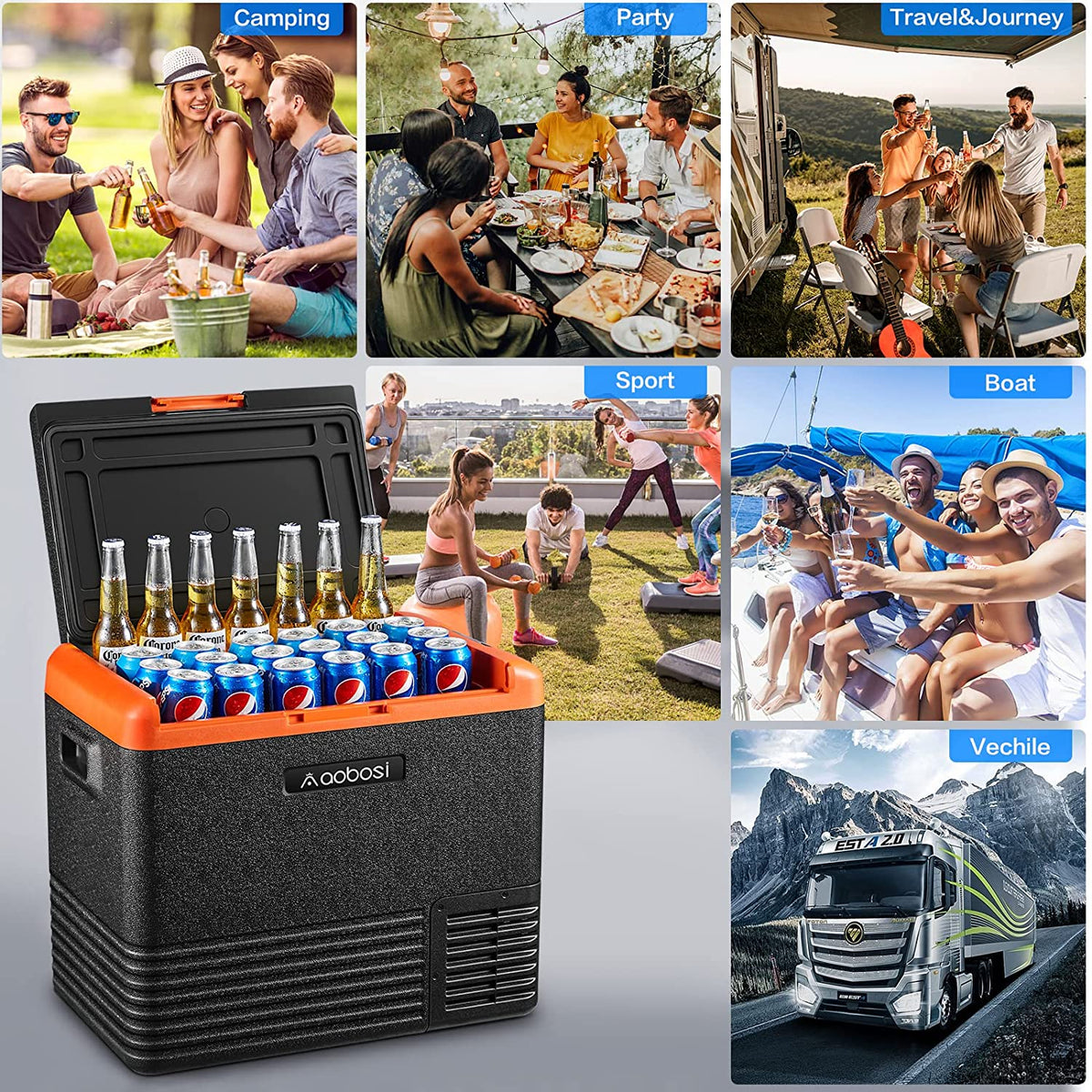 AOBOSI 12 Volt Car Refrigerator Single Zone 53qt/50L - CL50