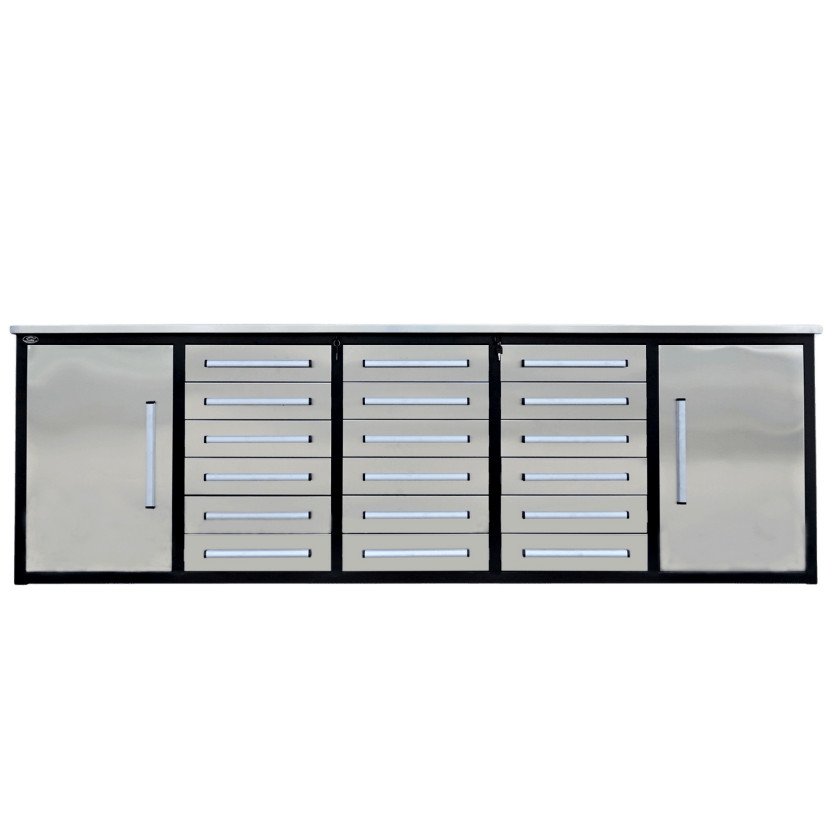 Chery Industrial AS-IS 10ft Storage Cabinet with Workbench 18 Drawers & 2 Cabinets