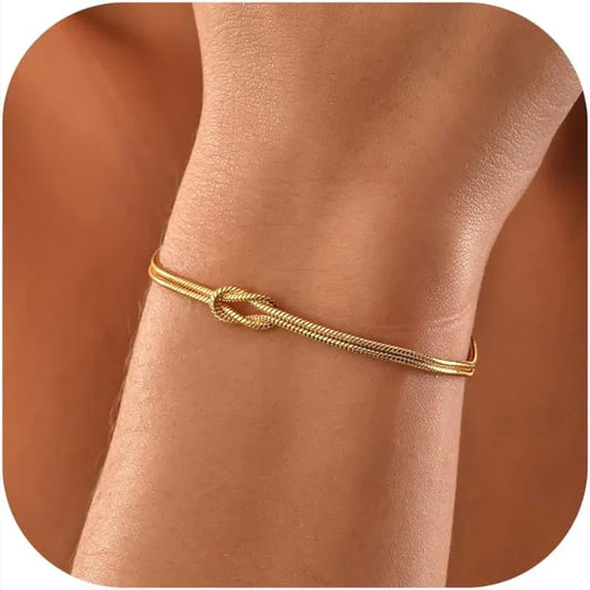 Love Knot 14K Gold Plated Adjustable Bracelet