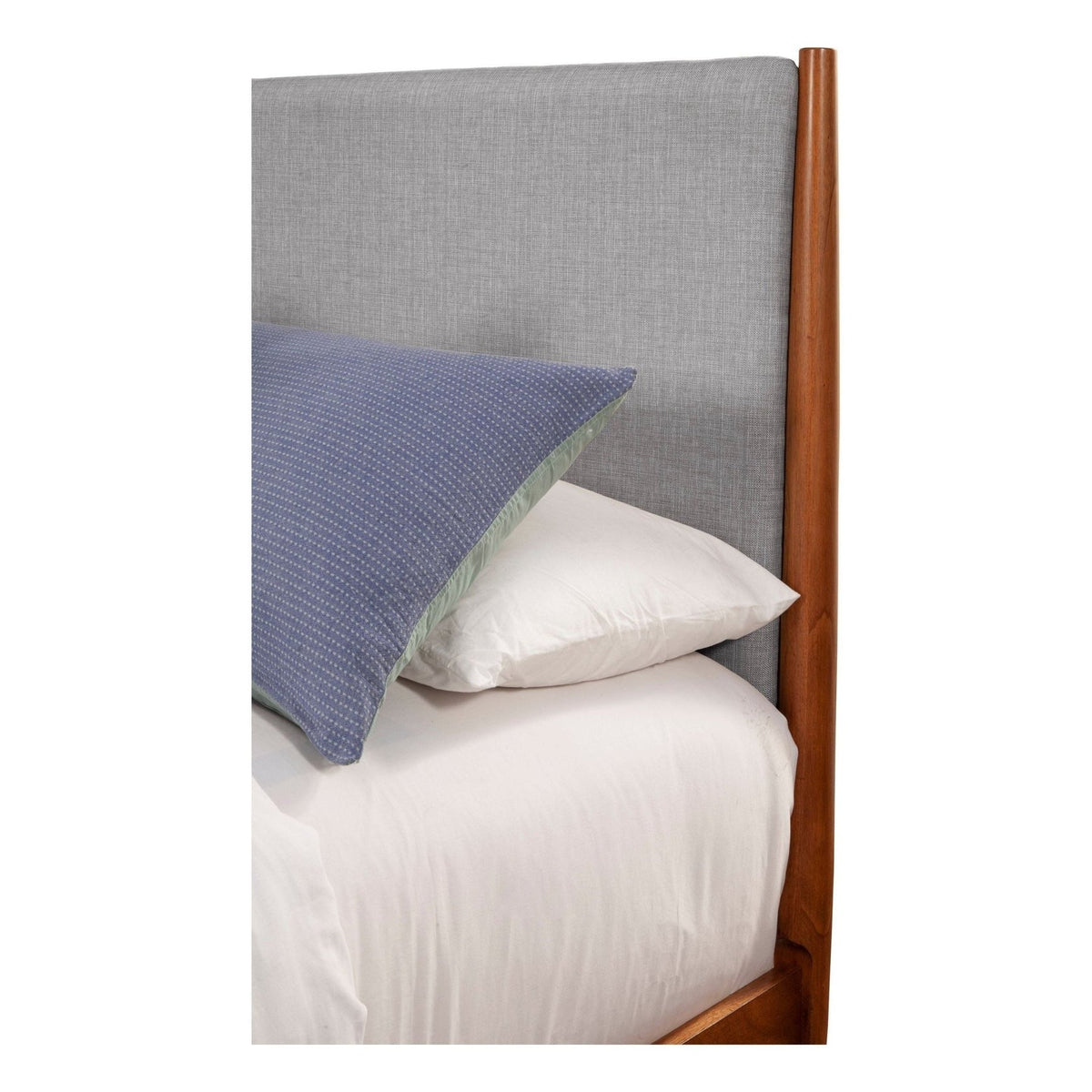Alpine Flynn Mid Century Modern Two Tone Standard King Panel Bed, Acorn/Grey - 999-07EK