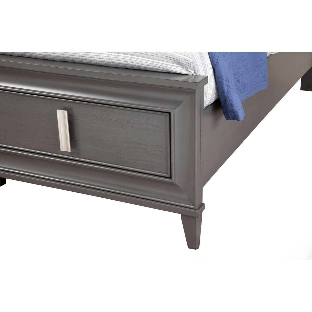 Alpine Lorraine Standard King Storage Footboard Platform Bed, Dark Grey - 8171-07EK