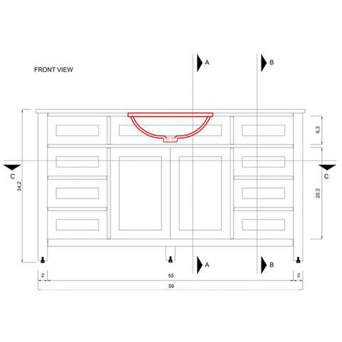Alya Bath Norwalk 60" Single Blue Freestanding Bathroom Vanity With Carrara Marble Top, Ceramic Sink and Wall Mounted Mirror - HE-101-60S-B-CWMT