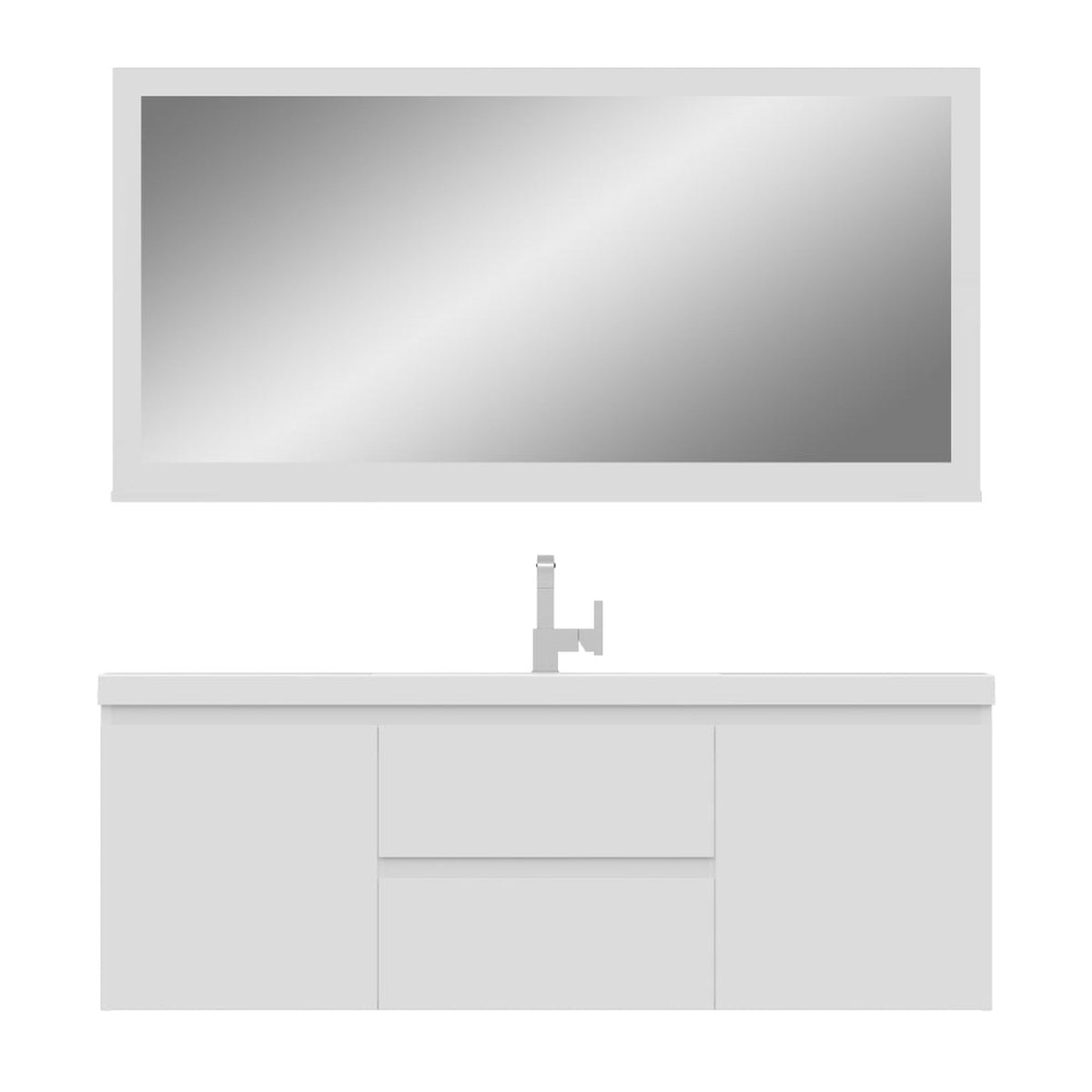 Alya Bath Paterno 60" Single White Modern Wall Mounted Bathroom Vanity With Acrylic Top and Integrated Sink - AB-MOF60S-W