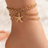 Ankle Bracelets for Women – Boho Gold & Silver Tassel Chain with Snake, Starfish, and Heart Charms