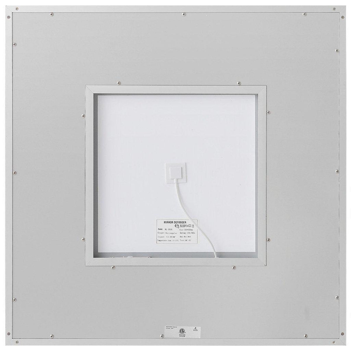 Aquadom Daytona  30" x 30" Square Ultra-Slim Frame LED Lighted Bathroom Mirror With Defogger - D-3030-N