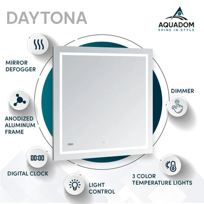 Aquadom Daytona 40" x 30" Rectangle Ultra-Slim Frame LED Lighted Bathroom Mirror With Defogger - D-4030-N
