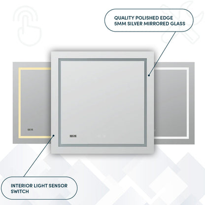 Aquadom Daytona 40" x 36" Rectangle Ultra-Slim Frame LED Lighted Bathroom Mirror With Defogger - D-4036-N